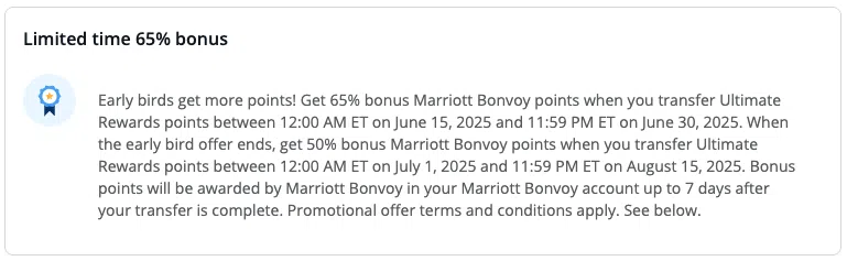 Chase to Marriott 65% transfer bonus